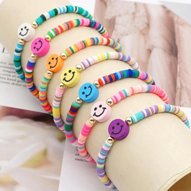 30PCS 10mm Heart Shape Polymer Clay Beads for DIY Jewelry Making and Handmade Bracelets