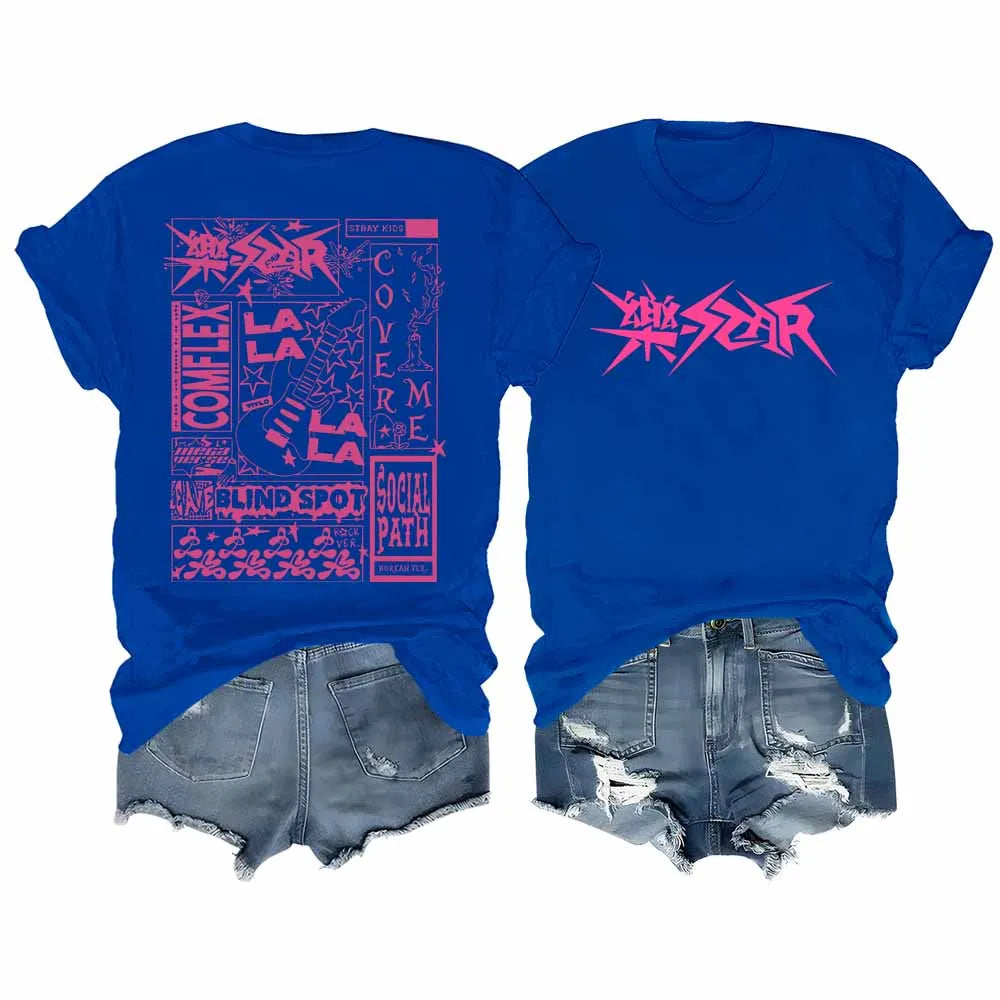 Stray Kids Kpop T-Shirt Rock Star Short Sleeve Cotton Tee with Streetwear Design