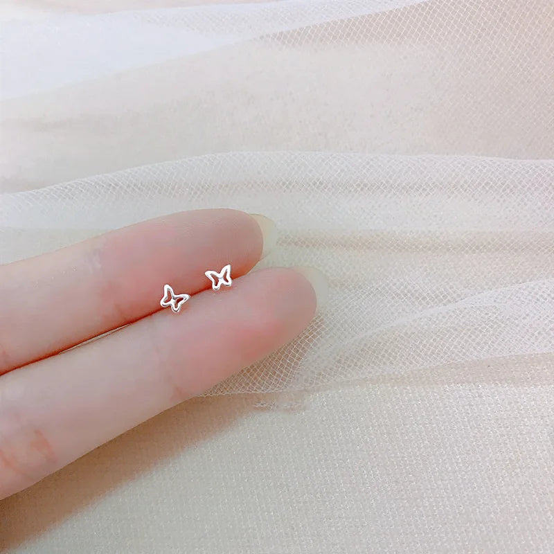 Minimalist Heart Stud Earrings for Women Hypoallergenic Silver Color Daily Wear Jewelry Gifts