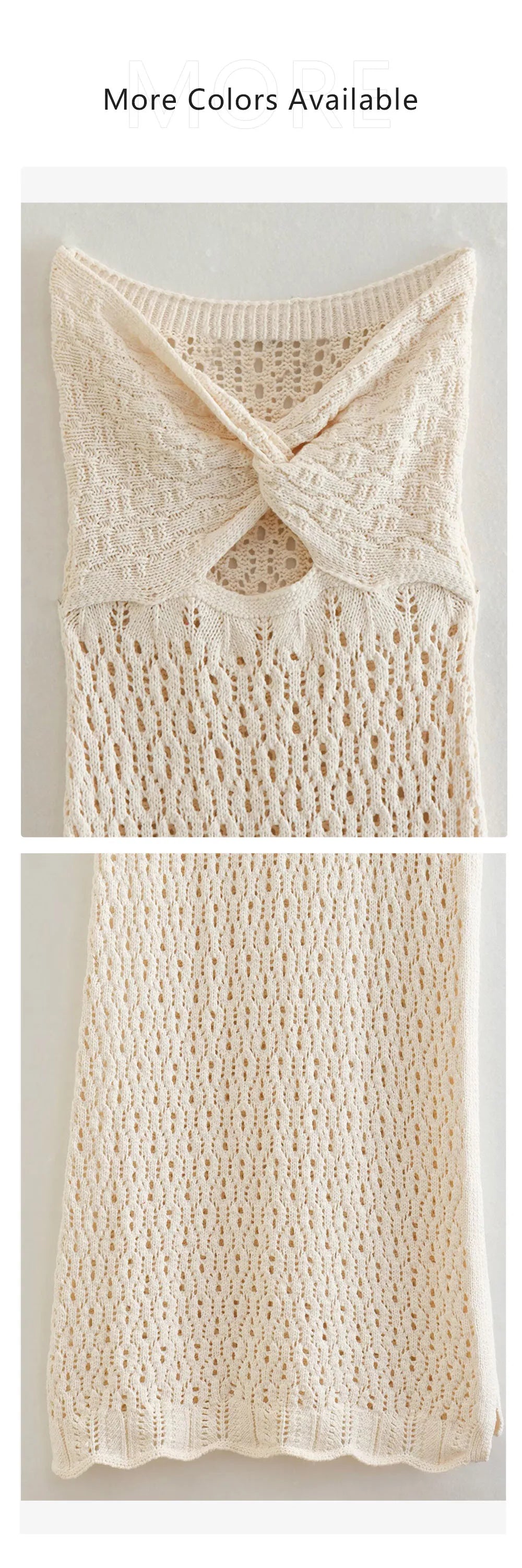 Elegant Women's Open Jacquard Mesh Knitted Summer Dress