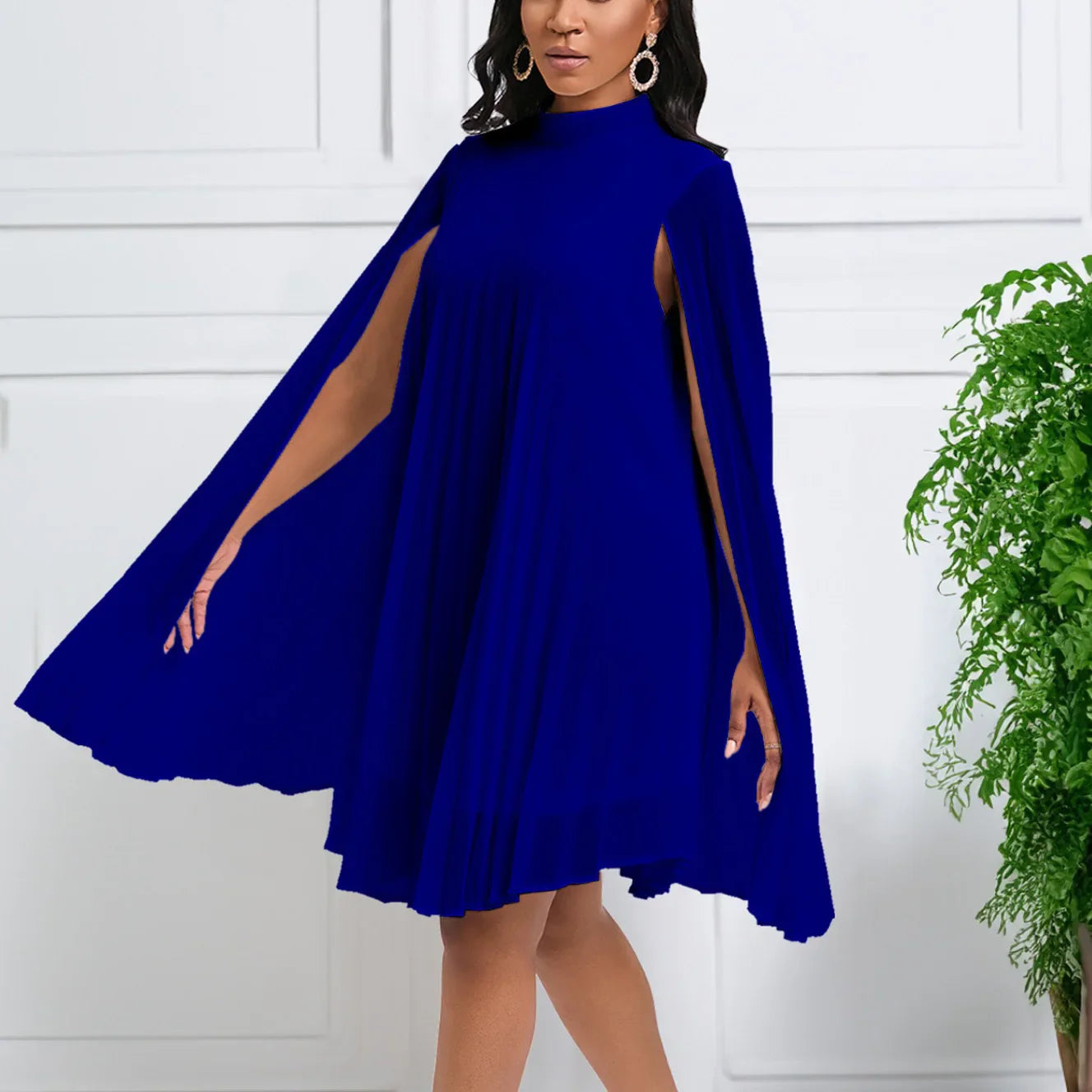 Elegant Chiffon Dress For Women Batwing Sleeve Knee Length