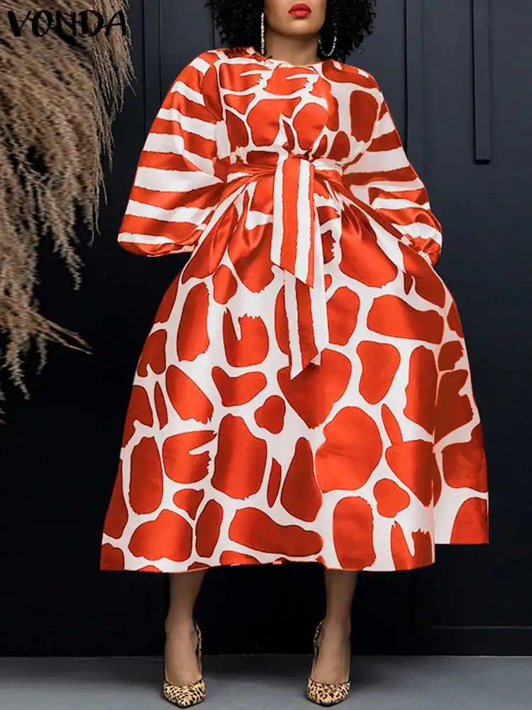 Satin Silk Long Sleeve Belted Party Dress for Summer