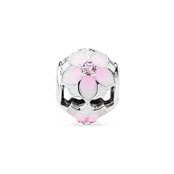 Sparkling Pink Cherry Blossom Daisy Charm Beads for 925 Silver Bracelet DIY Women's Jewelry Gifts