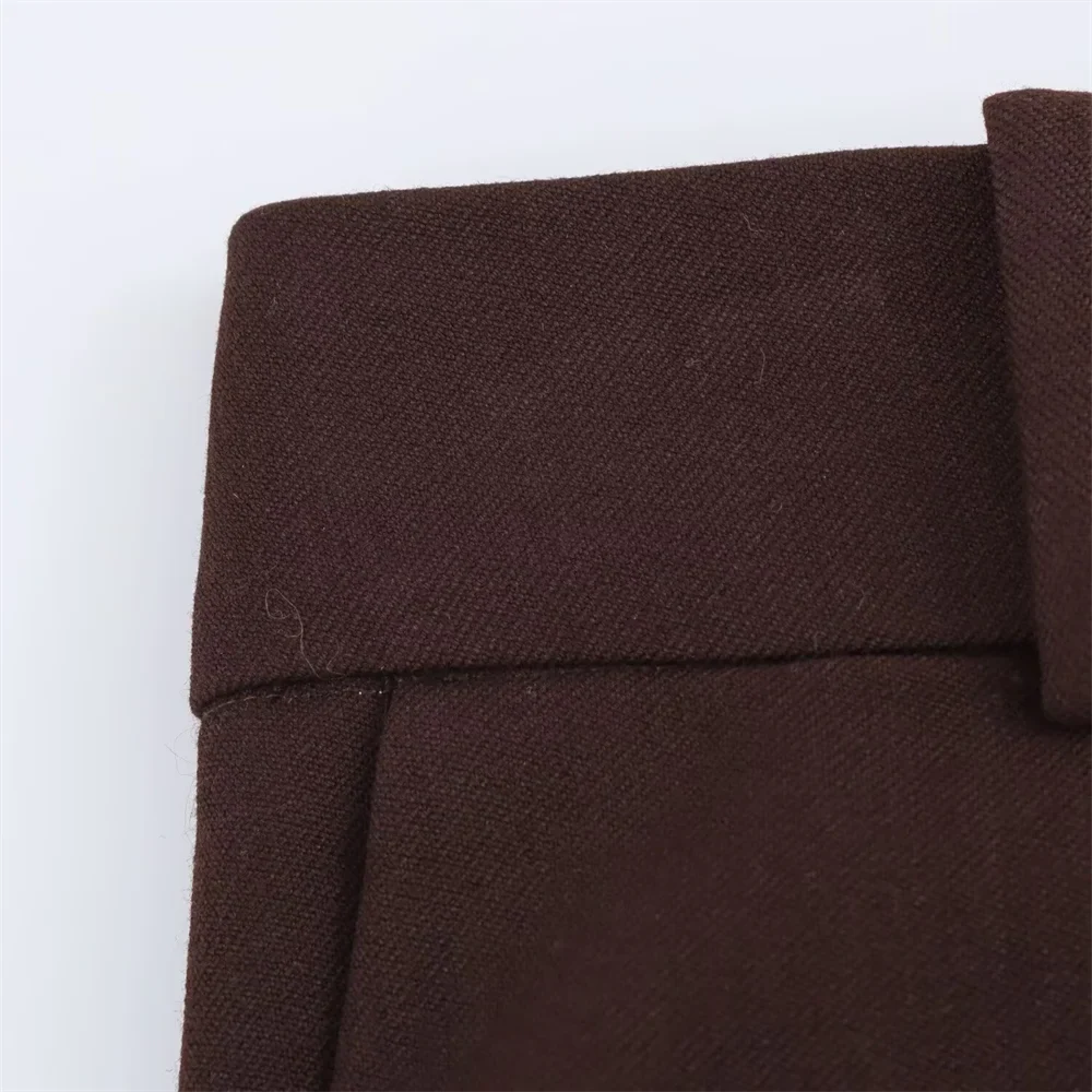 Classic Women's Suit Set Dark Brown Blazer and Tailored Trousers