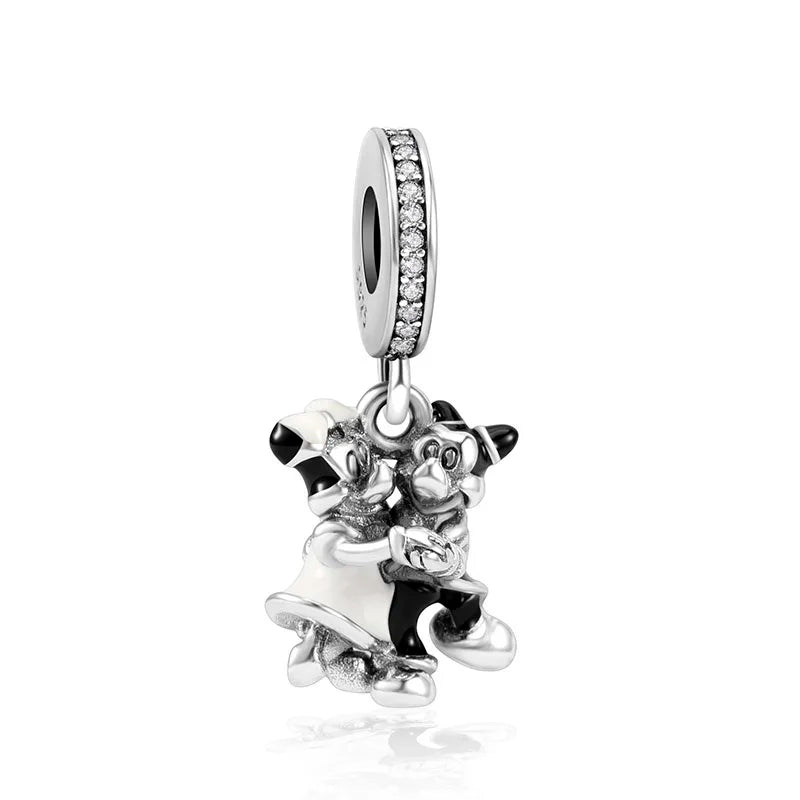 Disney 925 Sterling Silver DIY Charm Compatible With 3mm Bracelets Featuring Mickey Mouse Ferris Wheel And Suitcase Designs