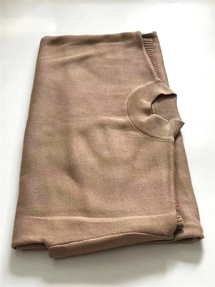 Oversize Knitted Dress for Women Long Sleeve O Neck Casual