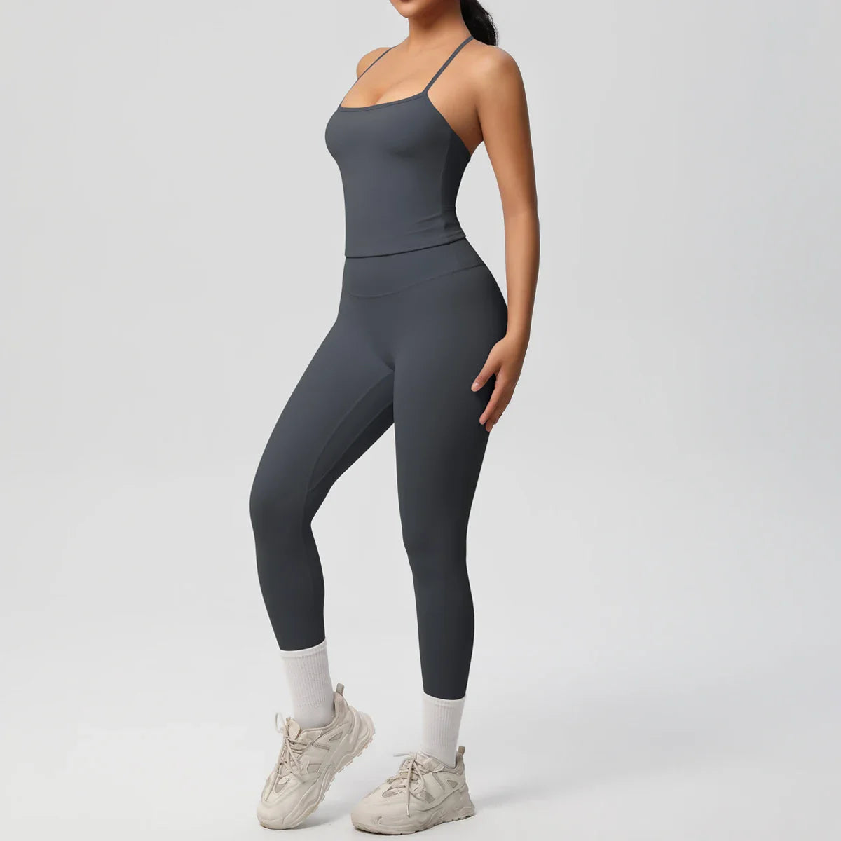 2PCS Nude Feeling Yoga Set for Women Push Up Sport Bra and High Waist Leggings Fitness Running Workout Tracksuit Activewear