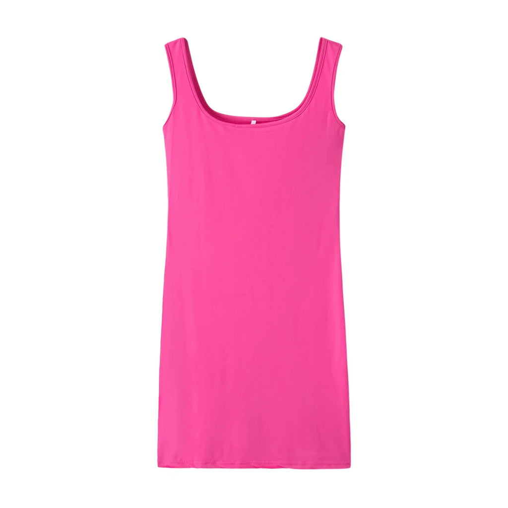 Women Solid Color Strap Casual Summer Sleeveless Dress