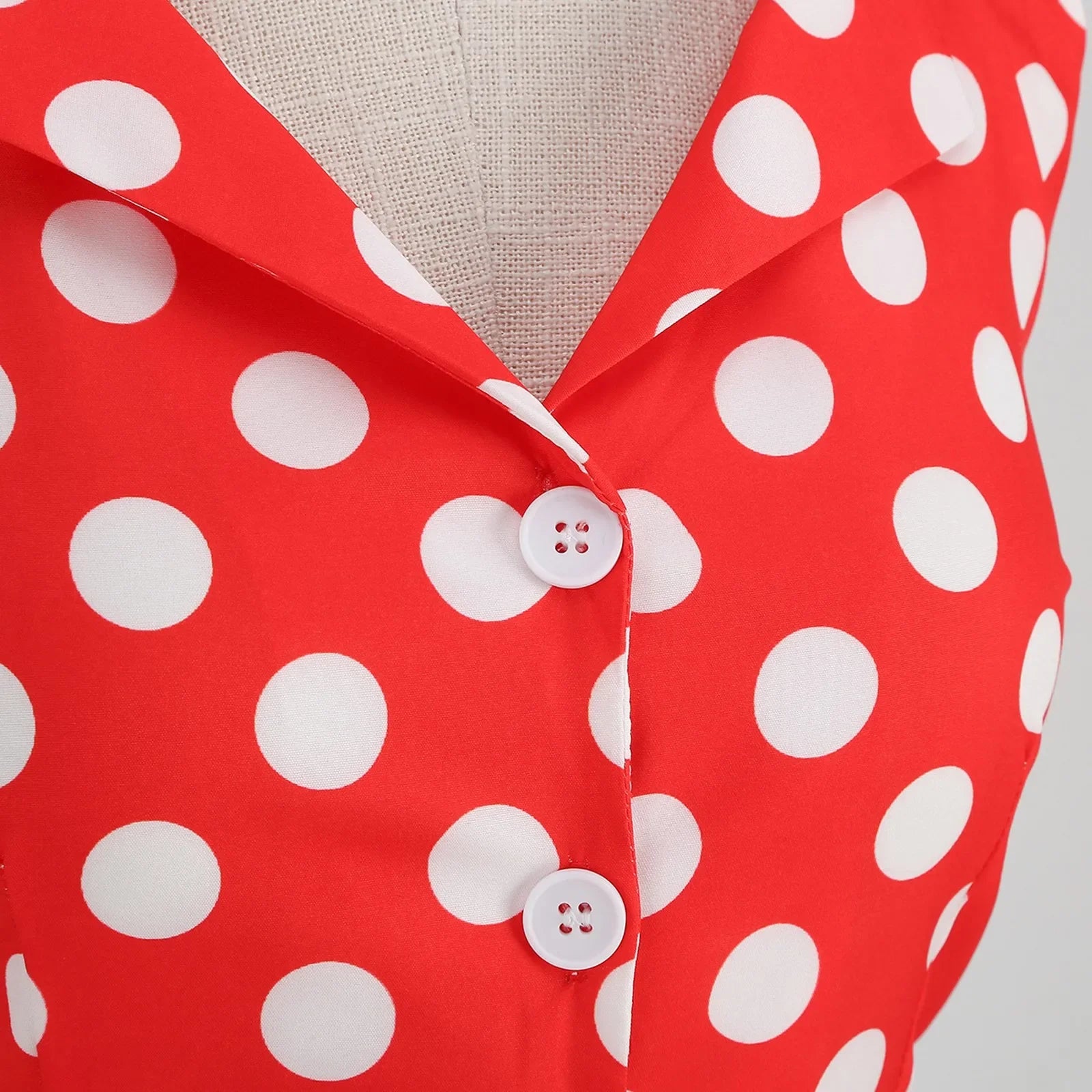 Retro Polka Dot Lace Up Backless Dress With Swing Puff