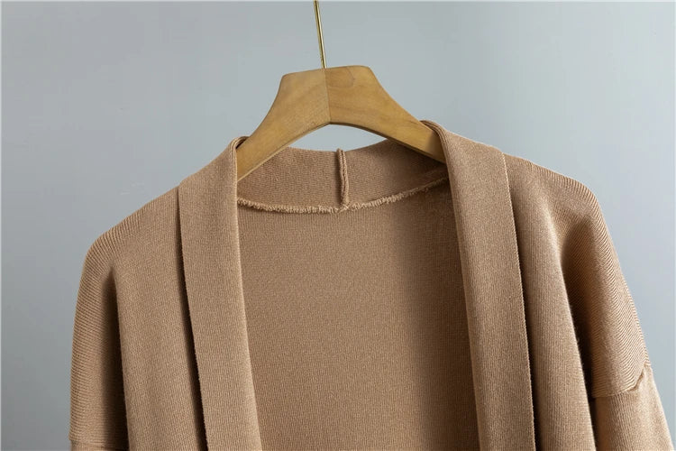 Casual Knitted Three-Piece Set for Women with Cardigan Sweater Vest and Wide Leg Pants