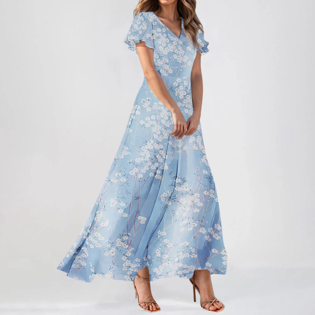 Floral Chiffon Maxi Dress for Summer Wedding Guest Chic