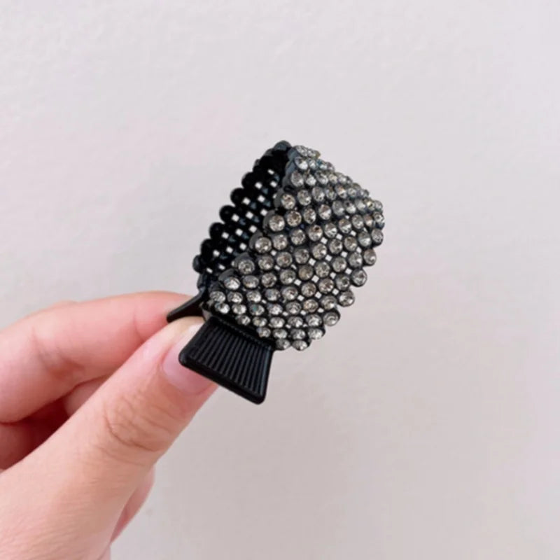 Elegant Pearl Rhinestone Hair Clip for Women and Girls Mini High Ponytail Holder Crystal Hair Claw Accessory