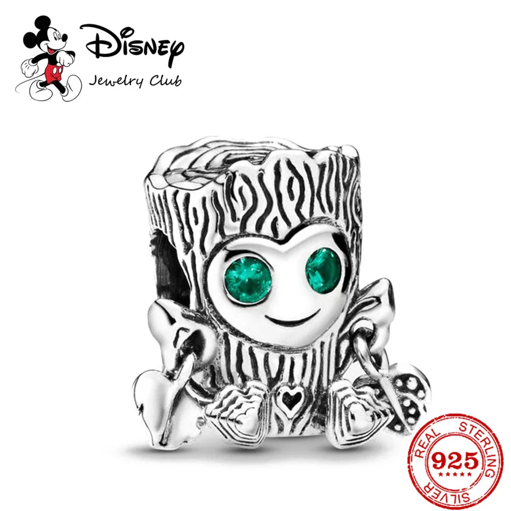 925 Sterling Silver Mickey Minnie Charm Beaded Fit Snake Bracelet DIY Ladies Jewelry