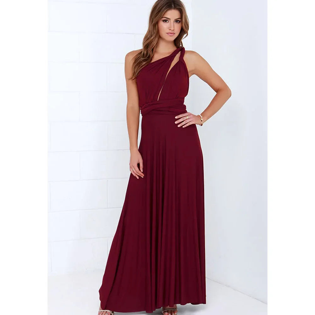 Multiway Wrap Convertible Boho Maxi Red Party Dress