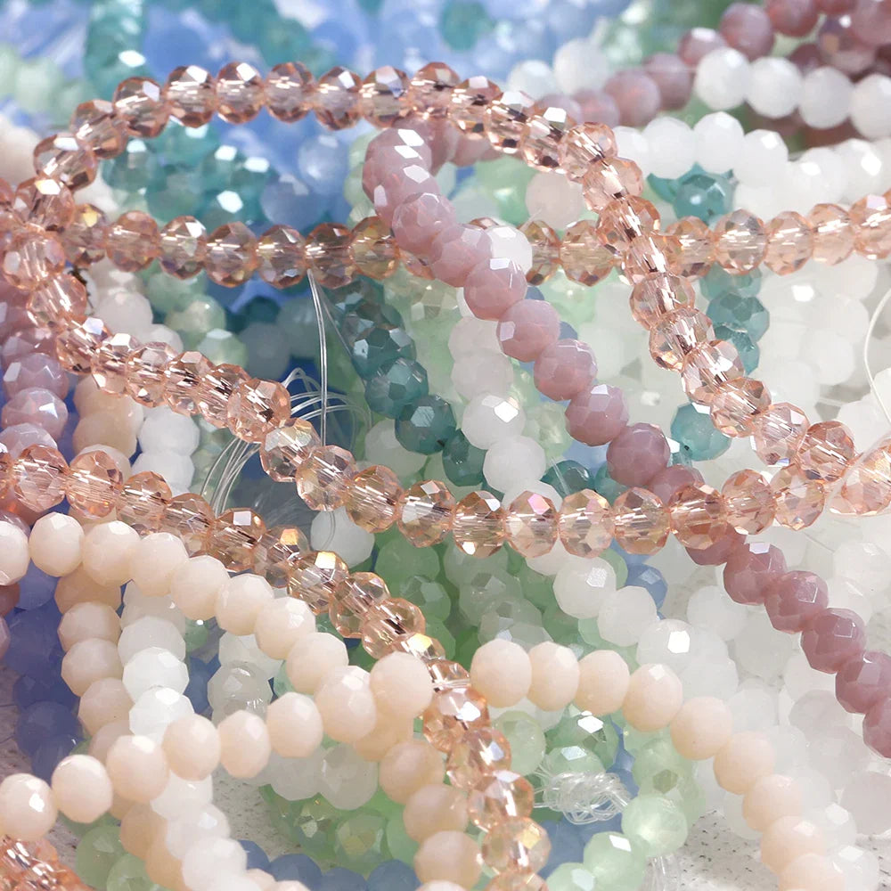 120 Pieces Crystal Glass Rondelle Beads Faceted Round Loose Spacer Beads for Jewelry Making