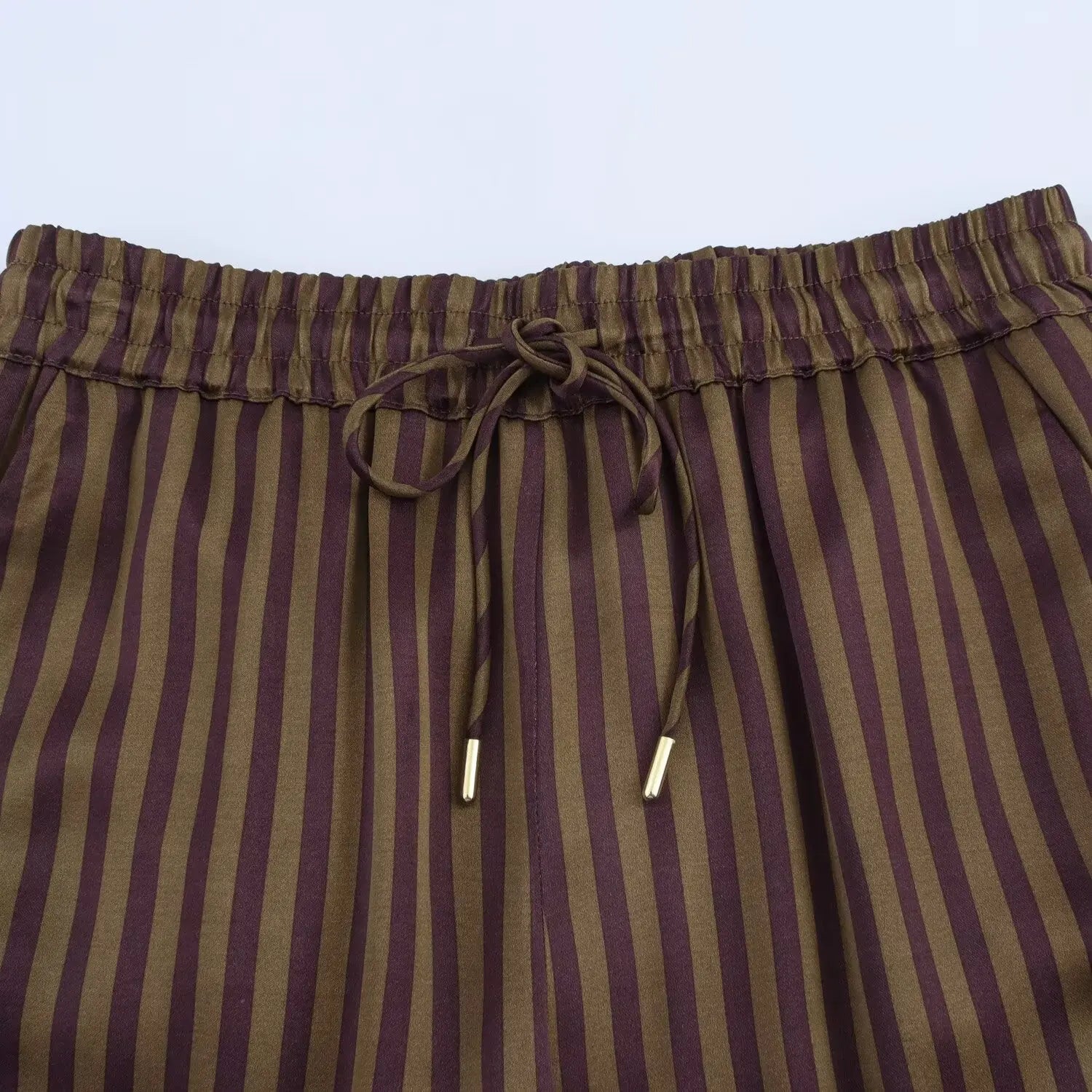 Women's Striped Long Sleeve Shirt with Collar and Striped Casual Pants for Spring Fashion