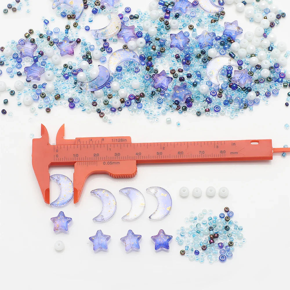 Mixed Star and Moon Crystal Glass Beads for DIY Jewelry Making Craft Bracelets Necklaces and Earrings