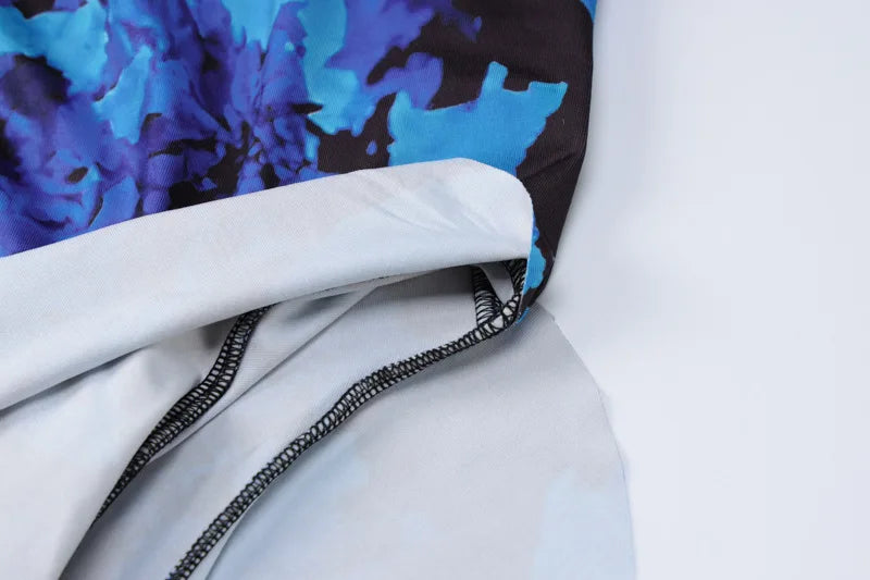 Tie Dye Midi Dress With Lace Up Side Slit Bodycon Ruffles