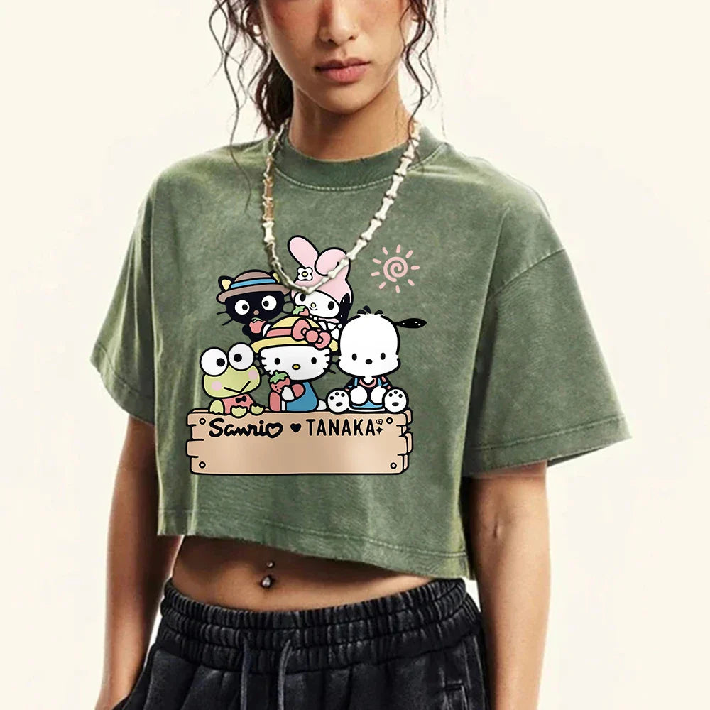Vintage Cotton Fairycore Women's T-Shirt Loose Fit Summer O-Neck Tee