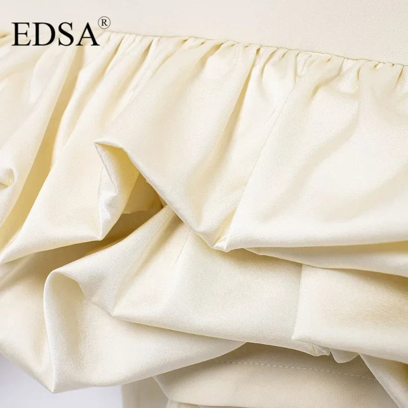 Backless Patchwork Mini Dress For Women Fluffy Hem Party