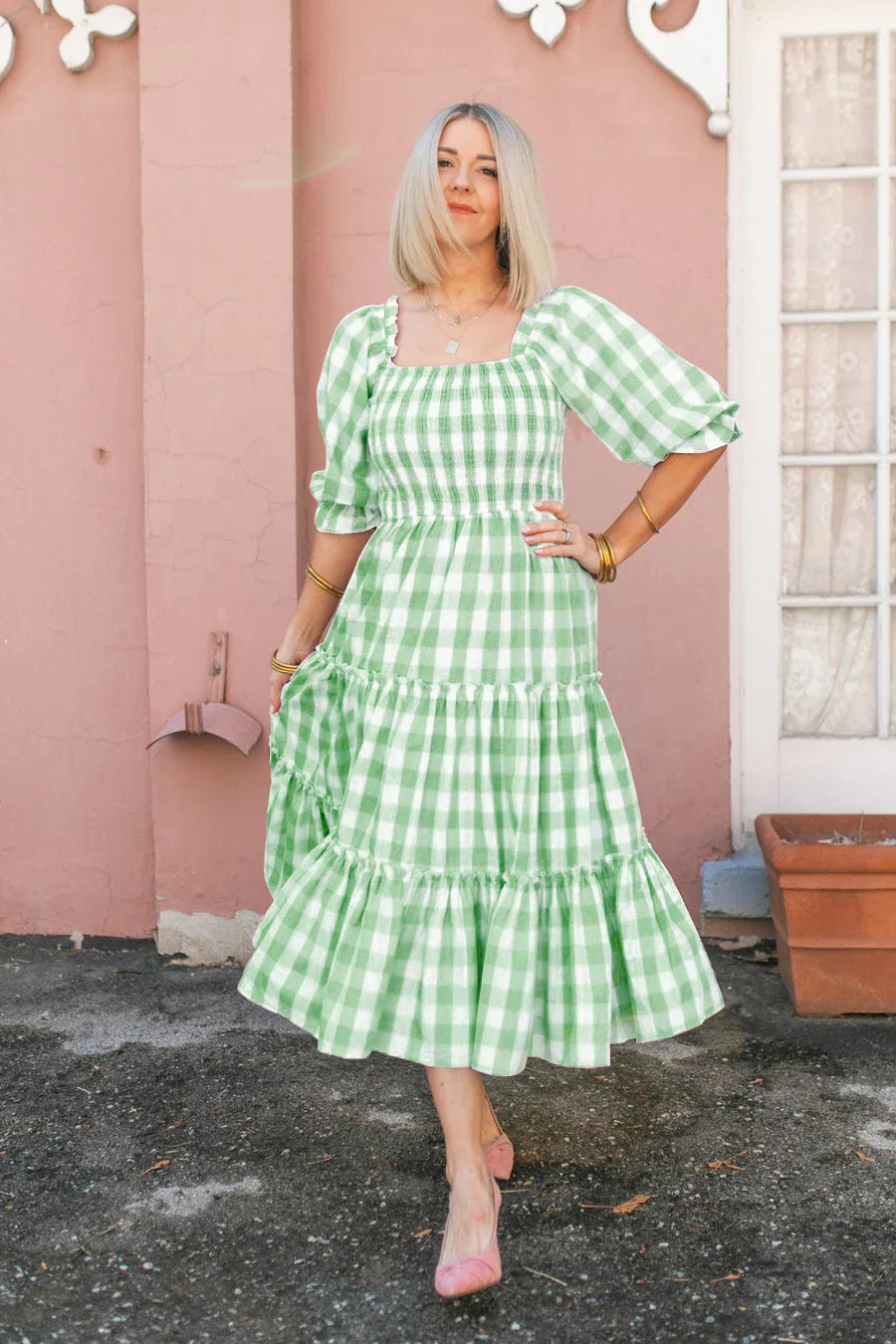 Floral Print Maxi Dress For Women Blue Half Sleeve Summer