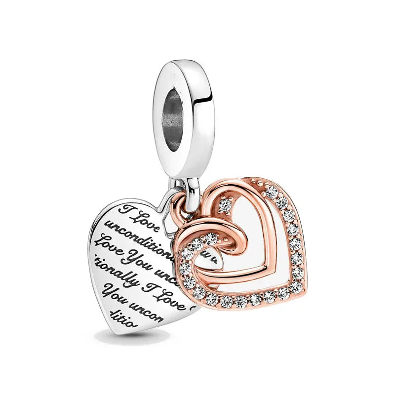 Heart and Angel Charms for 3mm Bracelets - 925 Silver DIY Jewelry Accessories for Women