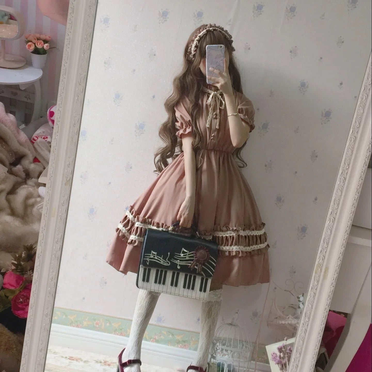 Lolita OP Dress Lace Trim Japanese Harajuku Style Dress