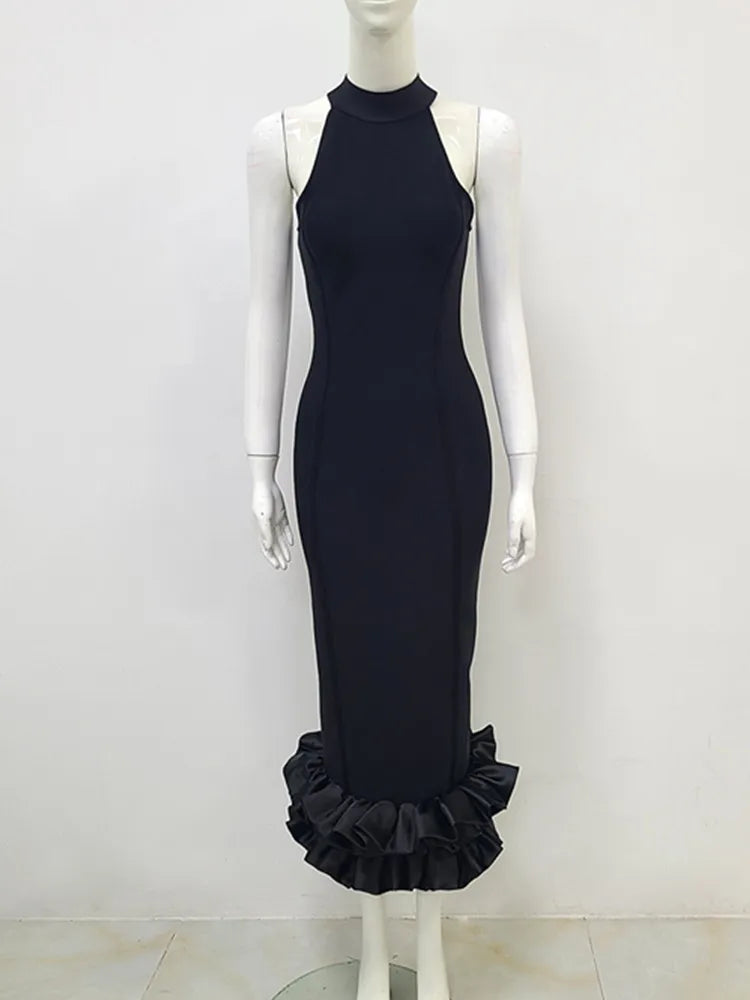 Black Elegant Mermaid Bodycon Dress for Party and Stage