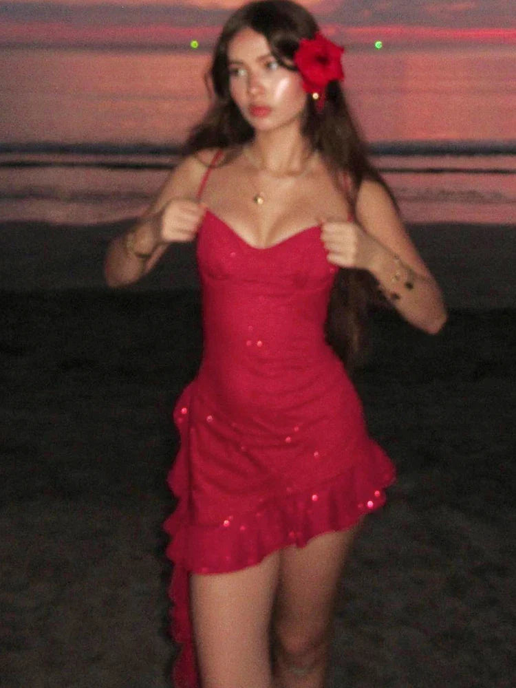 Sequin Bodycon Dress With Tassel Detailing For Beach