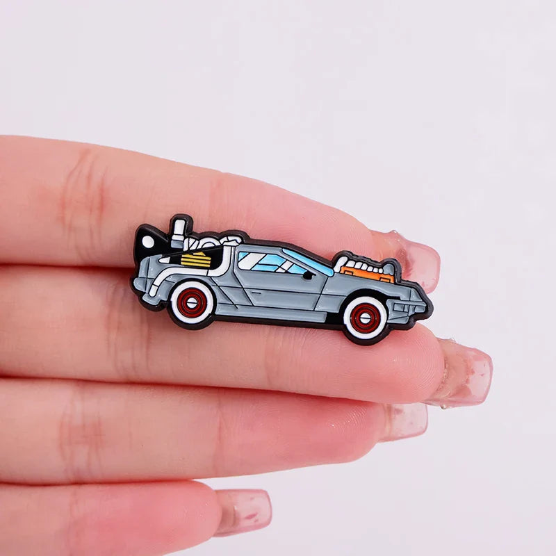 Retro Cartoon Sports Car Enamel Pin Science Fiction Inspired Brooch Jacket Lapel Badge Jewelry Gift