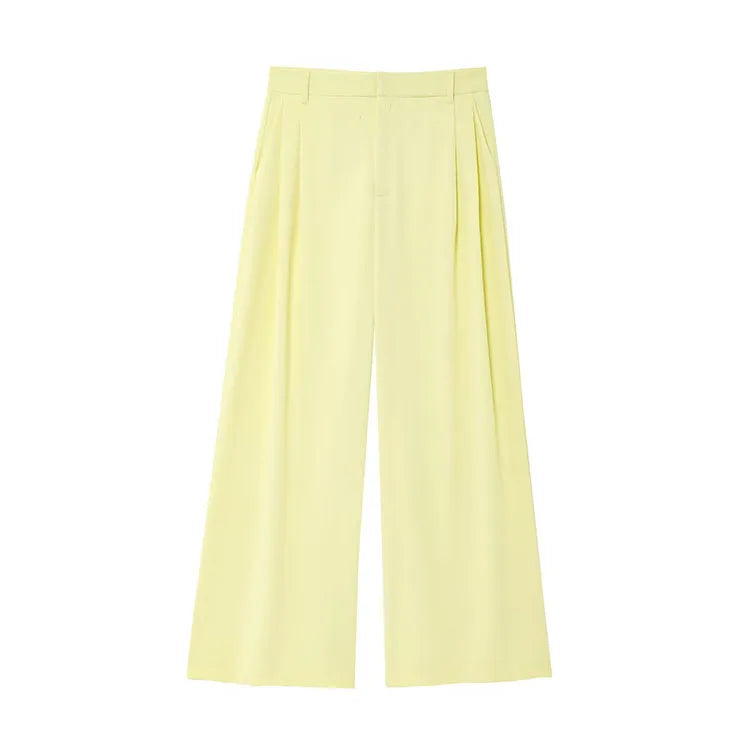 Double Pleat Trouser Set for Women with V Neck Halter Waistcoat and High Waist Trousers