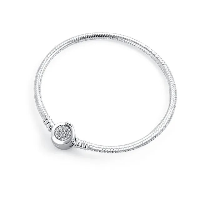 Heart-Shaped Buckle Crown Moon Stars Bracelet with Bead Pendant for DIY Women Jewelry