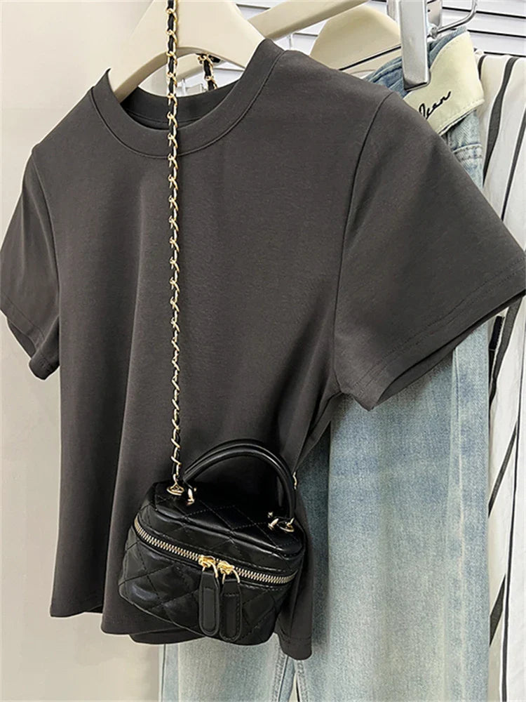 Oversized Cotton T-Shirt for Women, Short Sleeve Spring Tee with Trendy Print, Casual Y2K Style Top