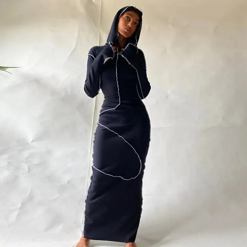 Black Long Sleeve Bodycon Dress For Women Autumn Winter