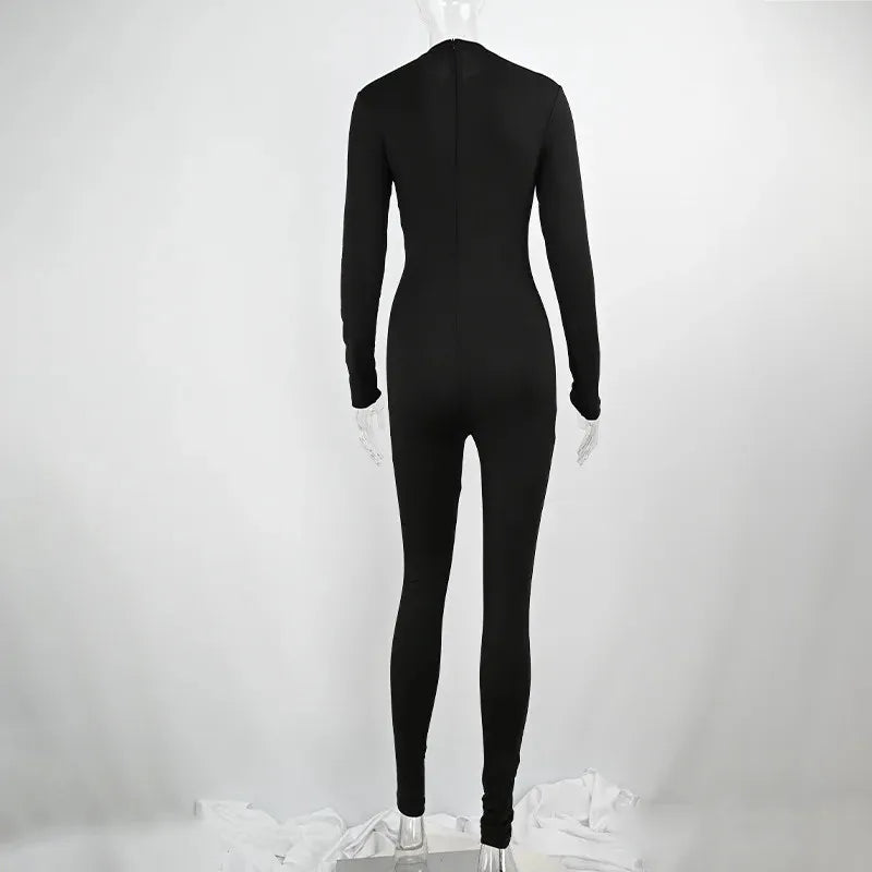 Sexy Women Thermal Jumpsuit Slim Fit Skinny Long Sleeve O-Neck Zipper Romper for Autumn Winter Fitness Yoga and Sports