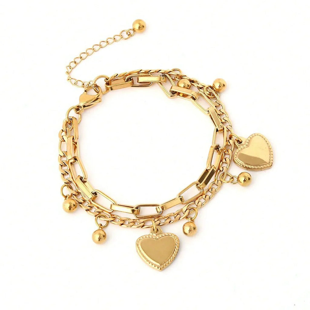 Women's Multi Layered Steel Ball Love Bracelet for Travel, Date, Party and Festival Gifts
