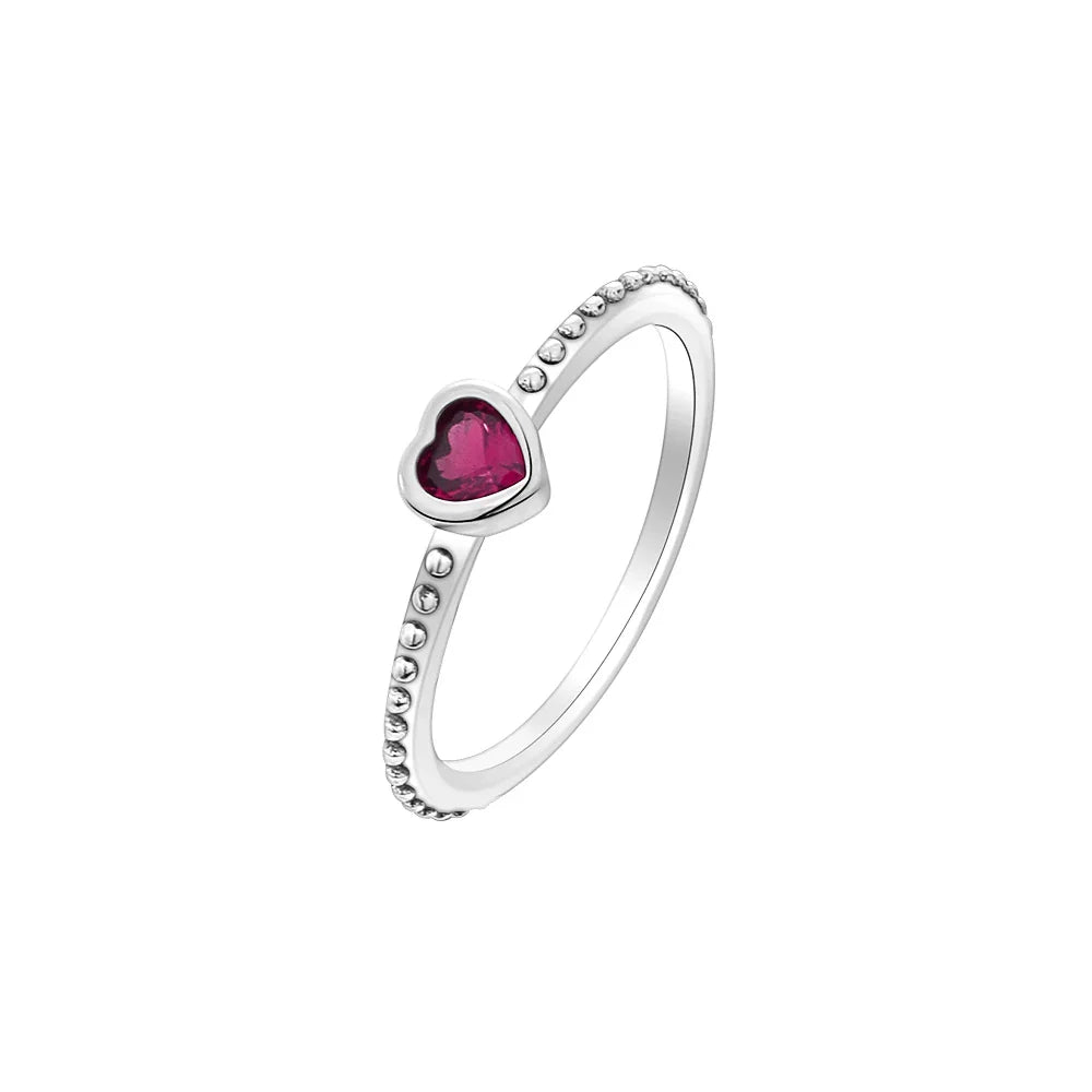 925 Sterling Silver Heart Stone Ring for Women in Size 6 7 8 9 for Wedding and Party Jewelry