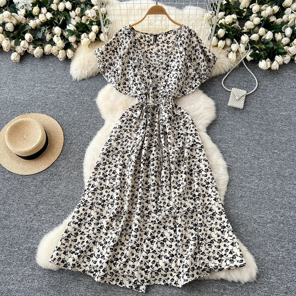 Floral Print Sundress V Neck A Line For Summer Party