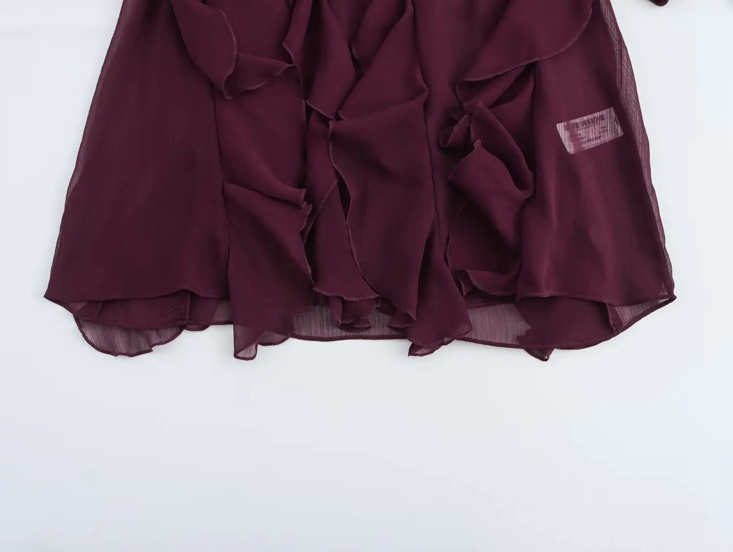 Sexy Translucent Ruffle Blouse for Women V Neck Single Breasted Tiered Casual Beach Shirt