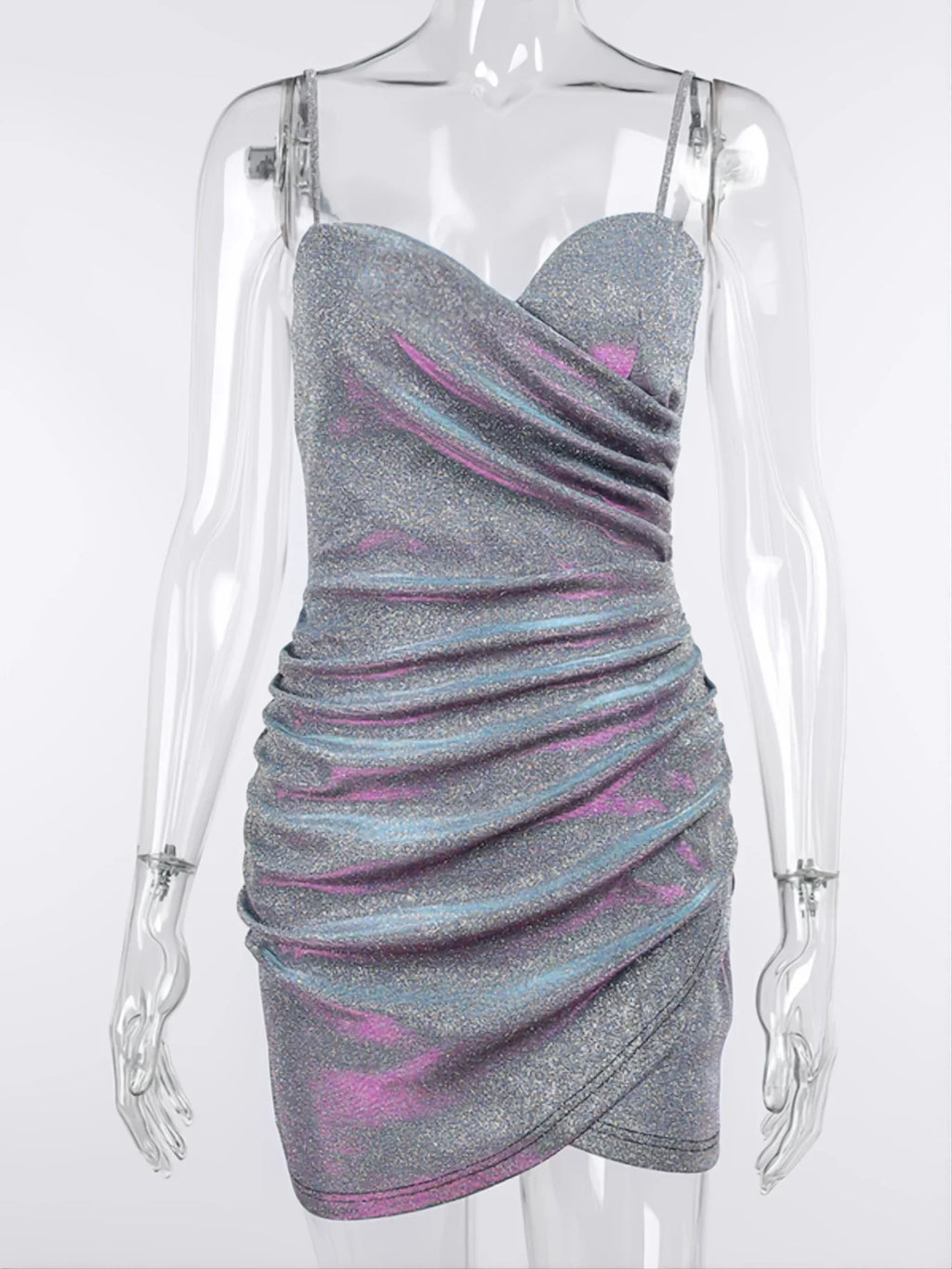 Dazzling Pleated Cross Strap Dress For Women Elegant