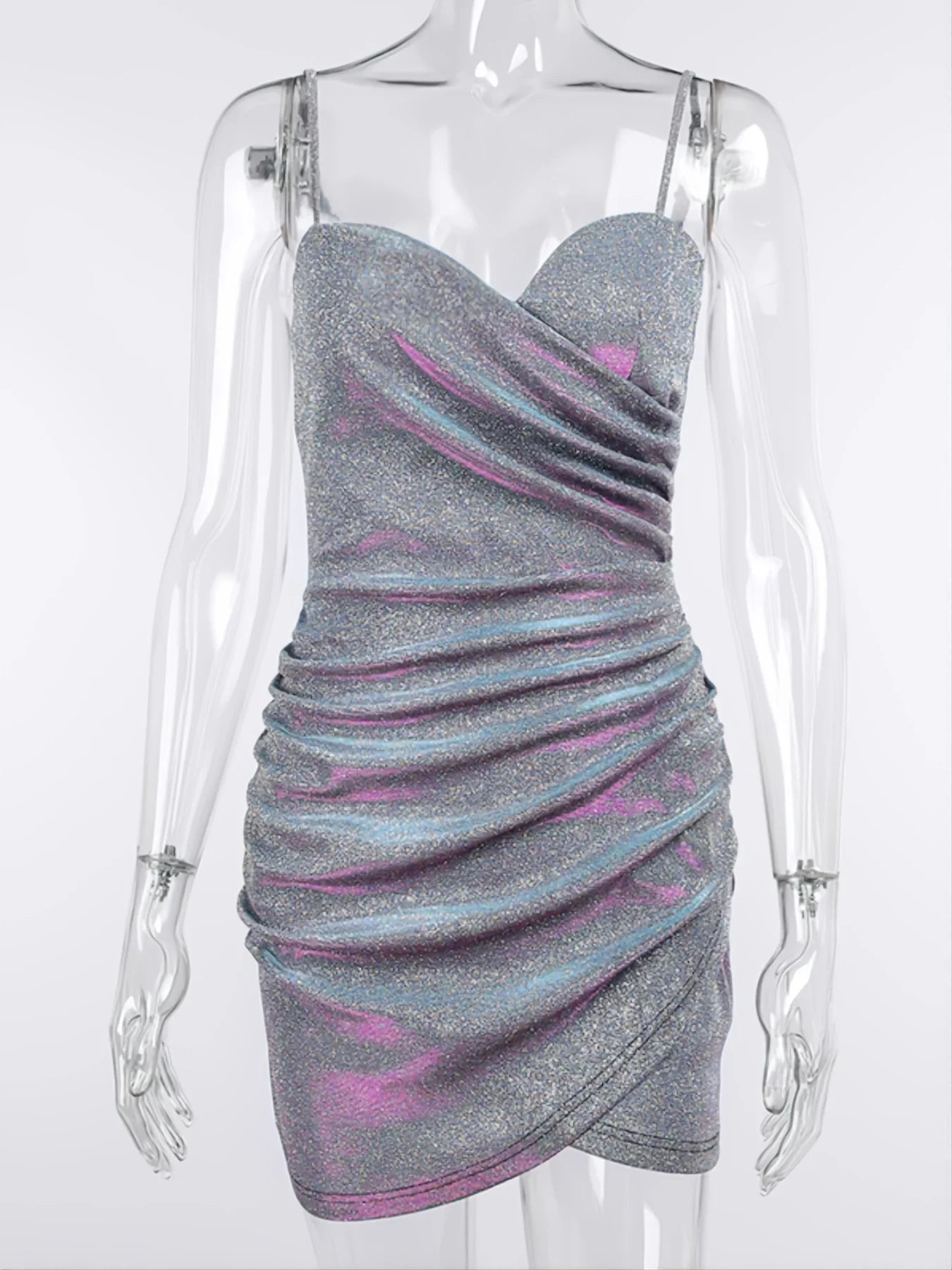 Dazzling Pleated Cross Strap Dress For Women Elegant