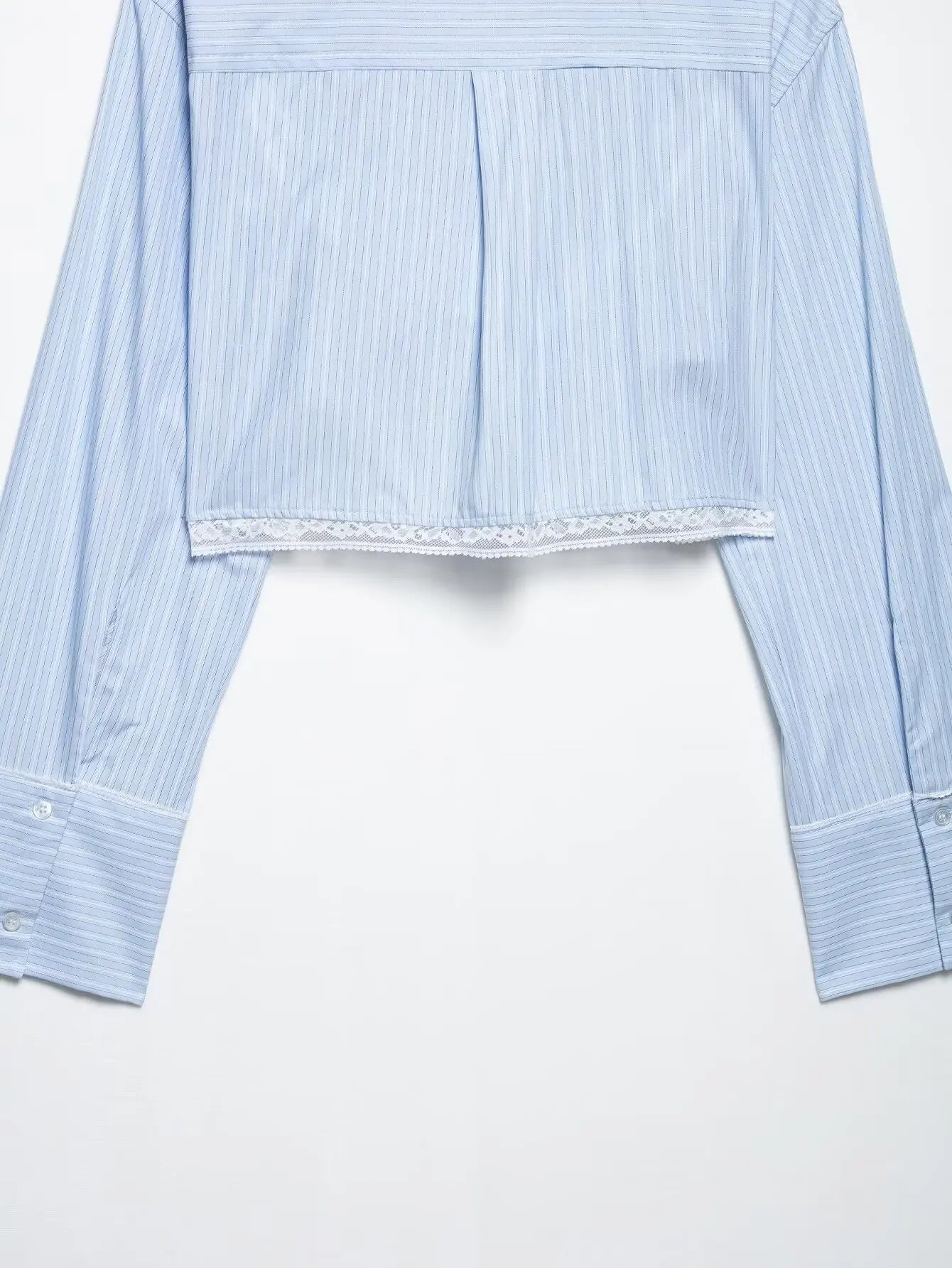 Women's Chic Two-Piece Blue Striped Long Sleeve Shirt and Front Zipper Mini Skirt Set