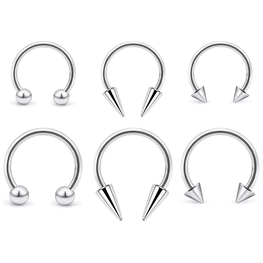 Spike Septum Ring 16G Surgical Steel Piercing Jewelry Vertical Snake Bite Lip Ring for Men and Women 8mm or 10mm