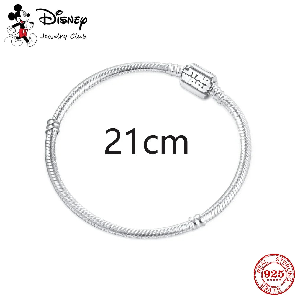 925 Sterling Silver Mickey Minnie Charm Beaded Fit Snake Bracelet DIY Ladies Jewelry