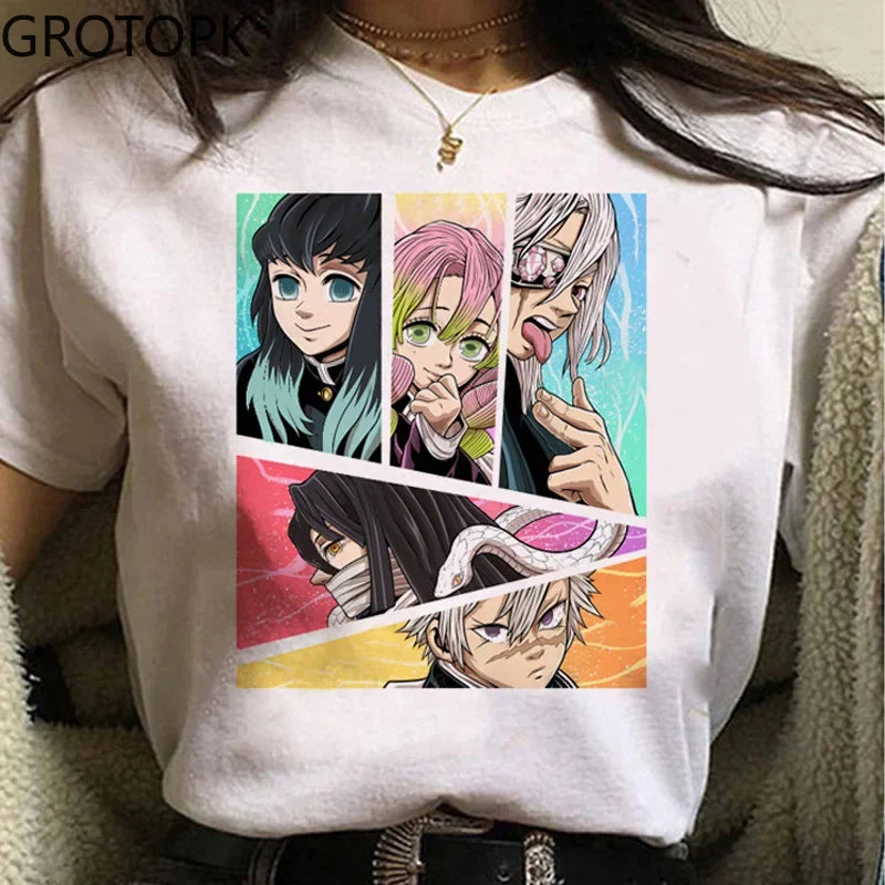 3D Printed Japanese Anime Demon Slayer Women's Casual Short Sleeve T-Shirt