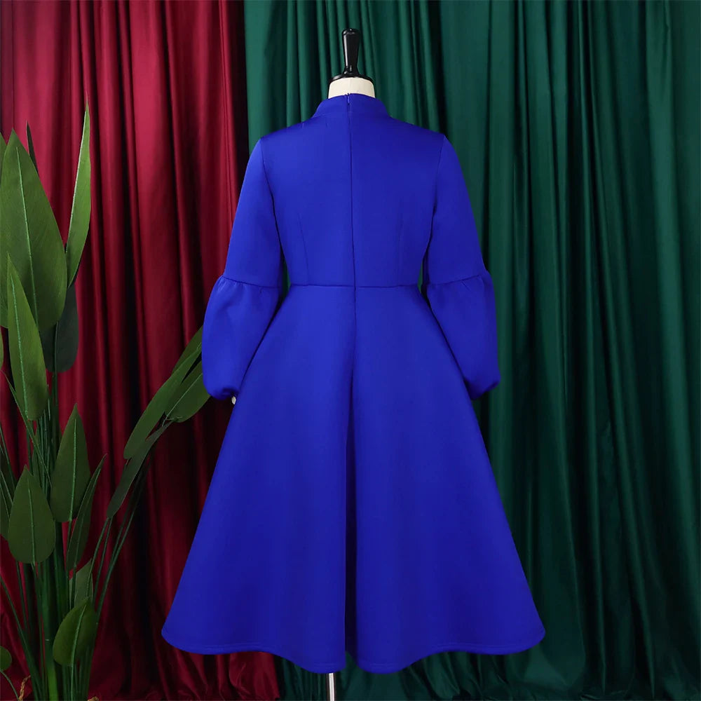 Elegant A Line Midi Dress With Bow Collar For Party