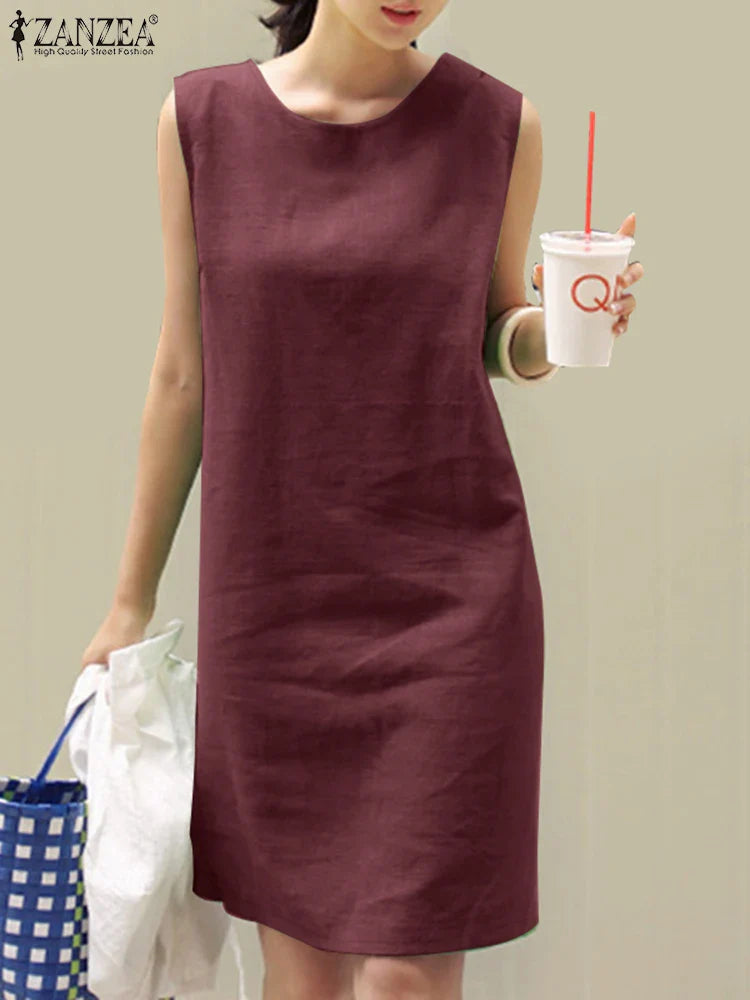 Casual Cotton Sundress For Women Sleeveless Summer Dress