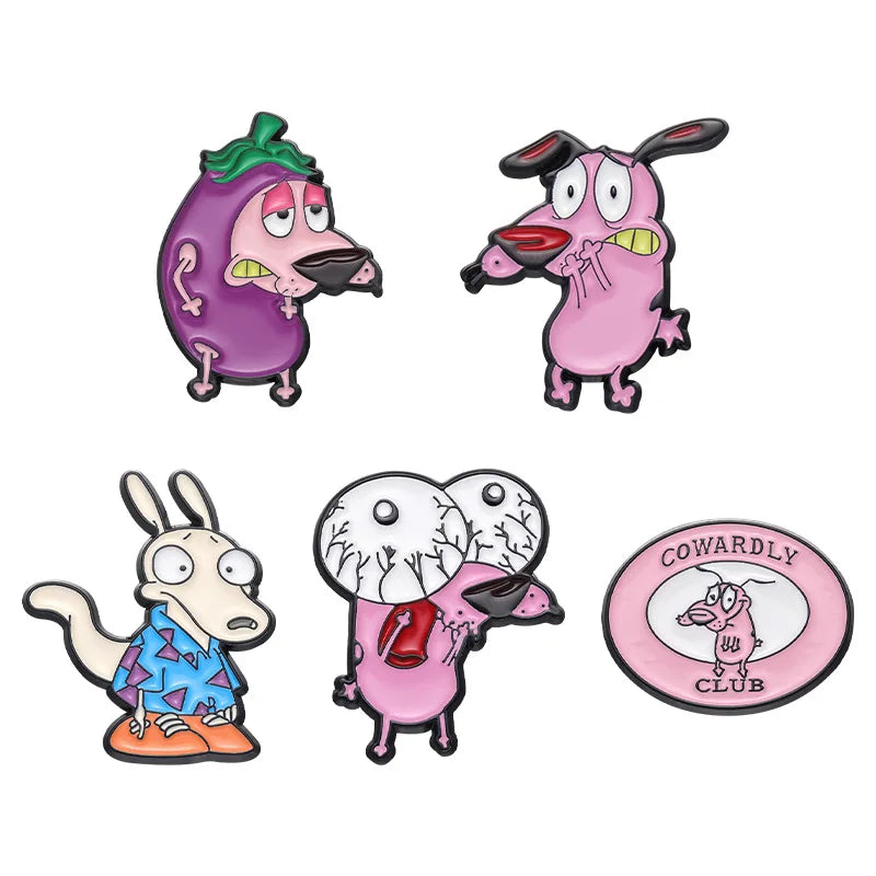 Cute Cartoon Pink Dog Enamel Pins Brooches Fashion Jewelry Accessories Gift for Kids and Friends