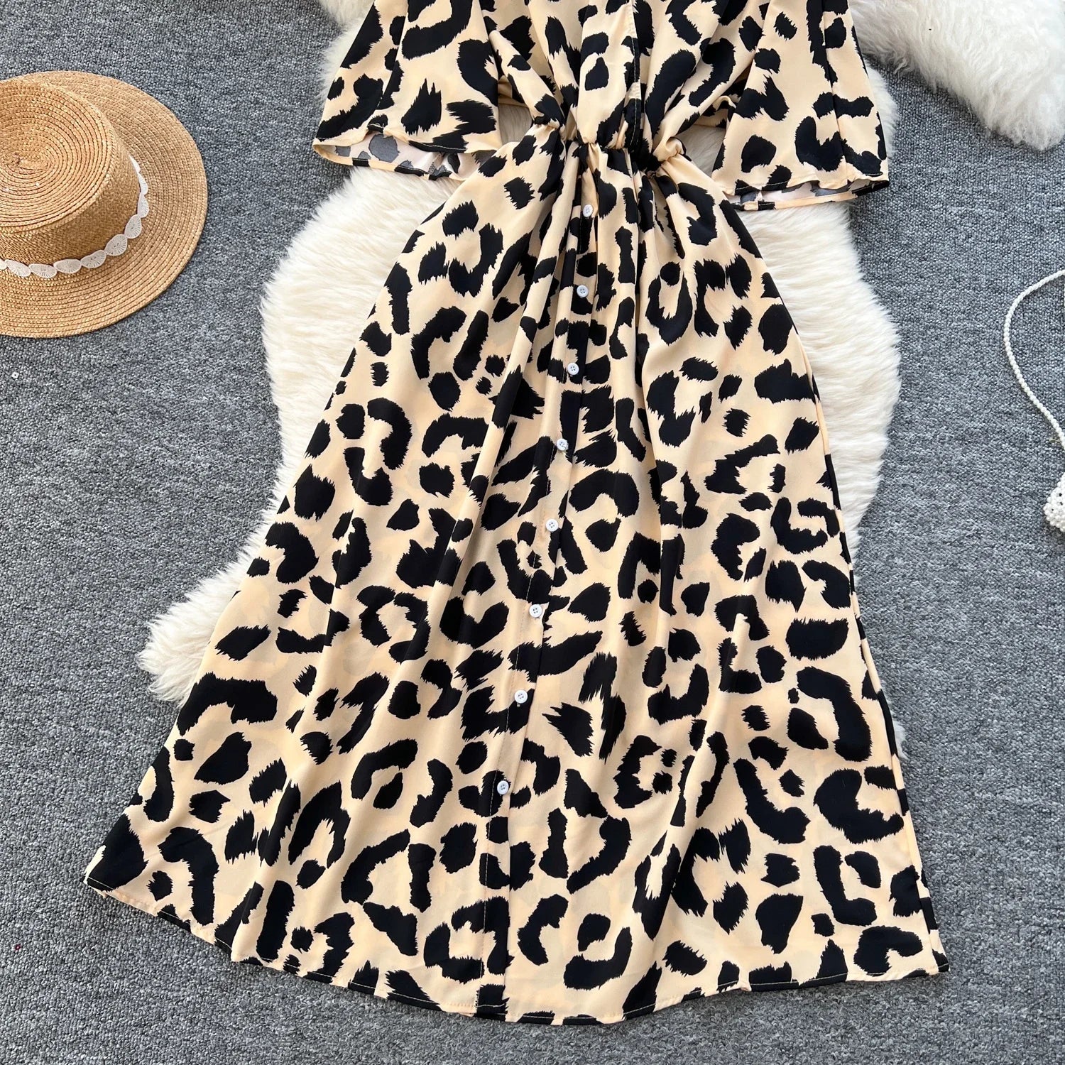 Ruched V Neck Office Dress Long Sleeve For Women Red