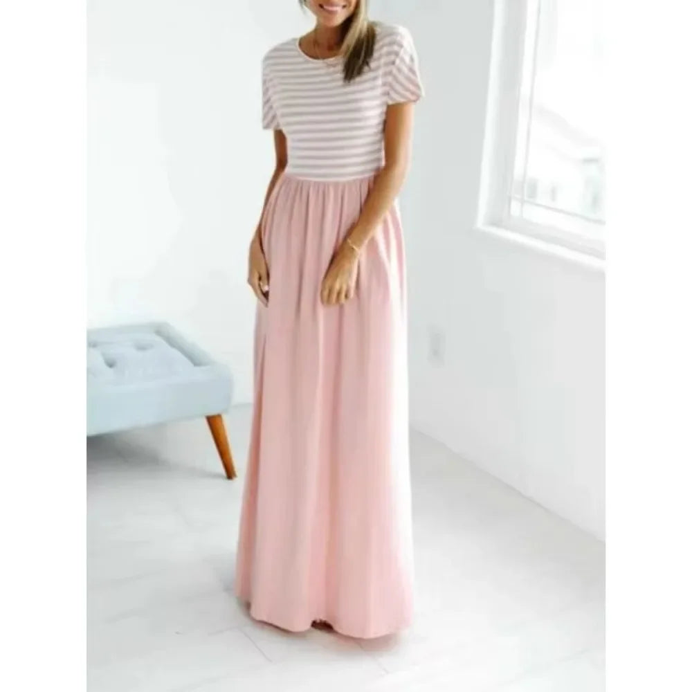 Women's Spring Casual Two Piece Set Top and Striped Bottom